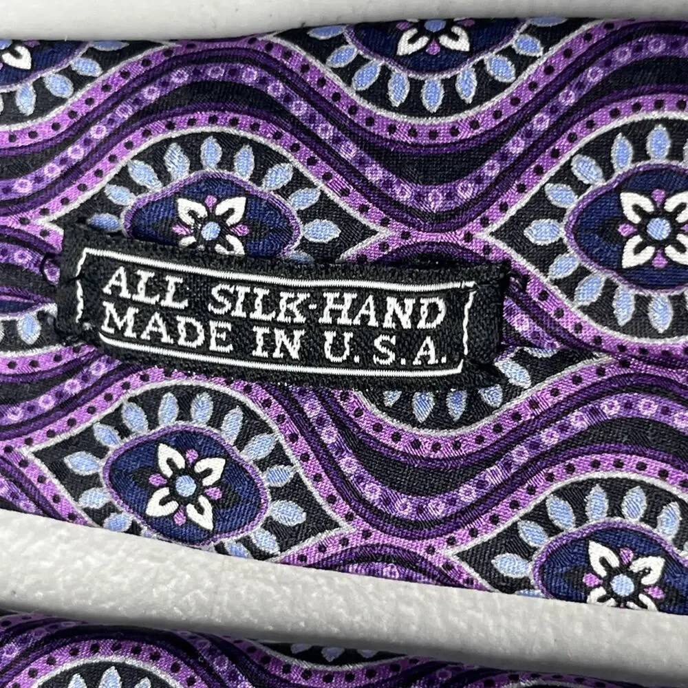 JZ Richards Boulder Silk Tie Purple Mens Designer Medallion Hand Made Necktie